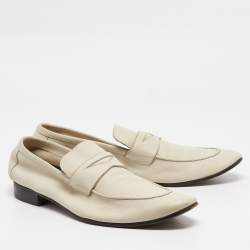 Saint Laurent Cream Leather  Slip On Loafers Size 45.5