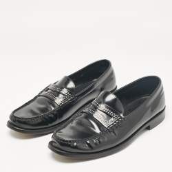 Saint Laurent Black Leather Slip On Loafers Size 45