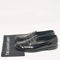 Saint Laurent Black Leather Slip On Loafers Size 45