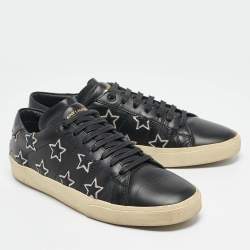 Saint Laurent Black Leather Court Classic Star Low Top Sneakers Size 44