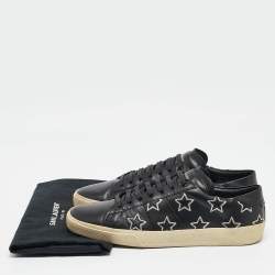 Saint Laurent Black Leather Court Classic Star Low Top Sneakers Size 44