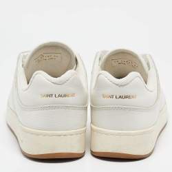 Saint Laurent White Leather Lace Up Sneakers Size 45