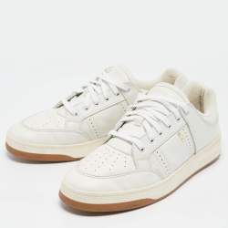 Saint Laurent White Leather Lace Up Sneakers Size 45