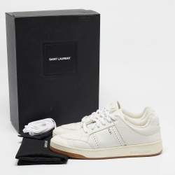 Saint Laurent White Leather Lace Up Sneakers Size 45