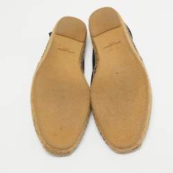 Saint Laurent Black Canvas Logo Embroidered Espadrilles Size 41.5