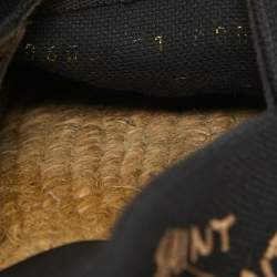 Saint Laurent Black Canvas Logo Embroidered Espadrilles Size 41.5