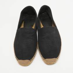 Saint Laurent Black Canvas Logo Embroidered Espadrilles Size 41.5