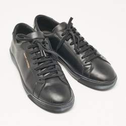 Saint Laurent Black Leather Andy Lace Up Sneakers Size 43.5