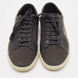 Pre Owned Saint Laurent Black Distressed Canvas Court Classic Sneakers Size 45