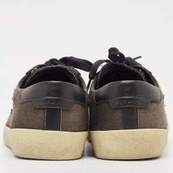 Pre Owned Saint Laurent Black Distressed Canvas Court Classic Sneakers Size 45