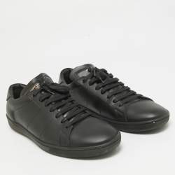 Pre Owned Saint Laurent Black Leather Court Classic Lace Up Sneakers Size 46