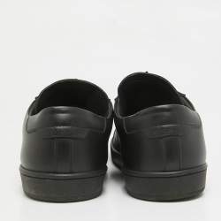 Pre Owned Saint Laurent Black Leather Court Classic Lace Up Sneakers Size 46