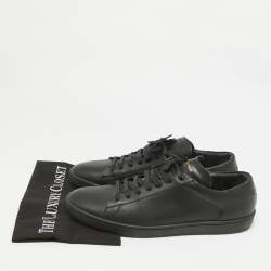 Pre Owned Saint Laurent Black Leather Court Classic Lace Up Sneakers Size 46