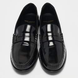 Saint Laurent Black Leather Le Penny Loafers Size 41