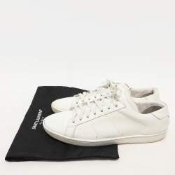 Saint Laurent White Leather Low Top Sneakers Size 46