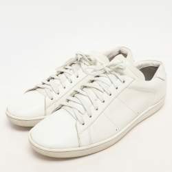 Saint Laurent White Leather Low Top Sneakers Size 46