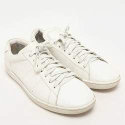 Saint Laurent White Leather Low Top Sneakers Size 46