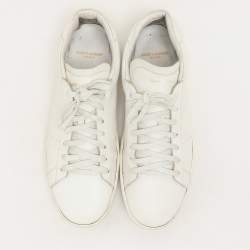 Saint Laurent White Leather Low Top Sneakers Size 46