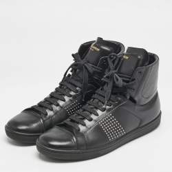 Pre Owned Saint Laurent Black Leather Court Classic SL/10H High Top Sneakers Size 41