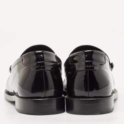 Saint Laurent Black Patent Leather Le Penny Loafers Size 40.5