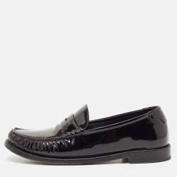 Saint Laurent Black Patent Leather Le Penny Loafers Size 40.5