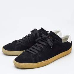 Saint Laurent Black Suede Soho Court Classic Low Top Sneakers Size 45