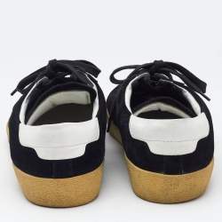 Saint Laurent Black Suede Soho Court Classic Low Top Sneakers Size 45