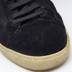 Saint Laurent Black Suede Soho Court Classic Low Top Sneakers Size 45