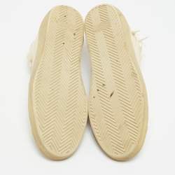 Saint Laurent Off White Distressed Canvas Court Classic Sneakers Size 45