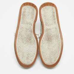 Saint Laurent White Perforated Leather Low Top Sneakers Size 45