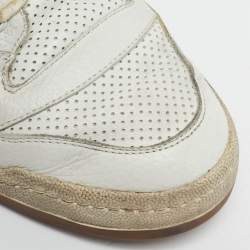 Saint Laurent White Perforated Leather Low Top Sneakers Size 45
