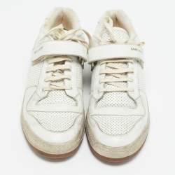 Saint Laurent White Perforated Leather Low Top Sneakers Size 45
