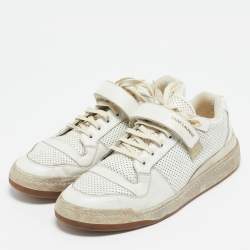 Saint Laurent White Perforated Leather Low Top Sneakers Size 45