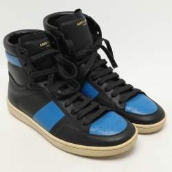 Saint Laurent Black/Blue Leather SL-10H High Top Sneakers Size 41