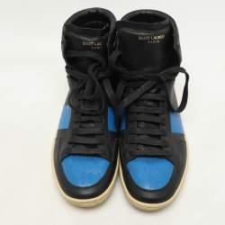 Saint Laurent Black/Blue Leather SL-10H High Top Sneakers Size 41