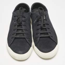 Saint Laurent Black Canvas and Leather Malibu Sneakers Size 46