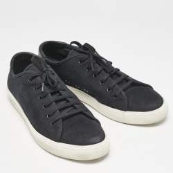 Saint Laurent Black Canvas and Leather Malibu Sneakers Size 46