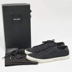 Saint Laurent Black Canvas and Leather Malibu Sneakers Size 46