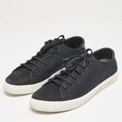 Saint Laurent Black Canvas and Leather Malibu Sneakers Size 46