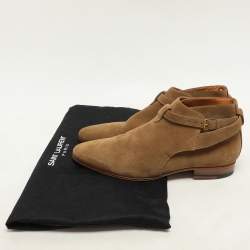 Saint Laurent Paris Khaki Suede Jodhpur Ankle Length Boots Size 41