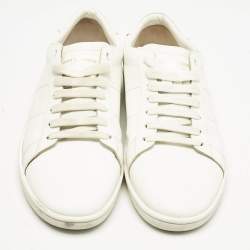Saint Laurent White Leather Lace Up Sneakers Size 42