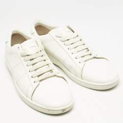 Saint Laurent White Leather Lace Up Sneakers Size 42