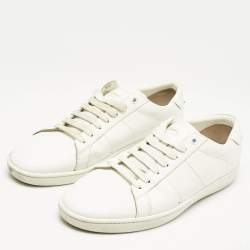 Saint Laurent White Leather Lace Up Sneakers Size 42