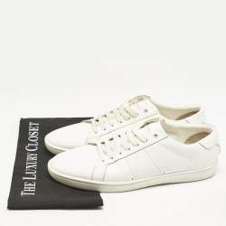 Saint Laurent White Leather Lace Up Sneakers Size 42