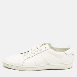 Saint Laurent White Leather Lace Up Sneakers Size 42