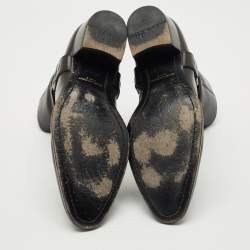 Pre Owned Saint Laurent Black Leather Wyatt Harness Ankle Boots Size 45