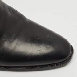 Pre Owned Saint Laurent Black Leather Wyatt Harness Ankle Boots Size 45