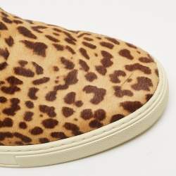 Saint Laurent Brown/Black Calf Hair and Leather Slip On Sneakers Size 44