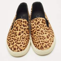 Saint Laurent Brown/Black Calf Hair and Leather Slip On Sneakers Size 44