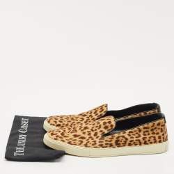 Saint Laurent Brown/Black Calf Hair and Leather Slip On Sneakers Size 44